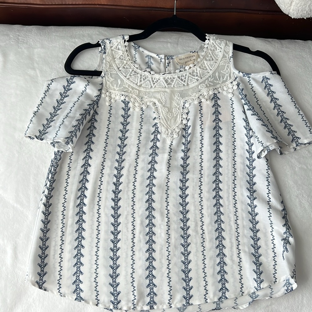Girls Cold Shoulder Top by Blu Pepper Size XL